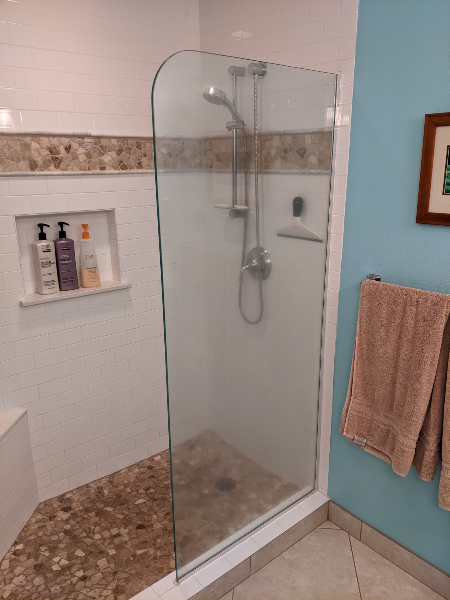 Alternate view of the glass walk-in shower