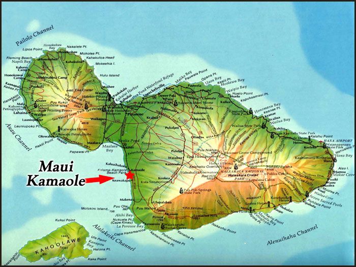 Map showing Maui Kamaole in South Kihei