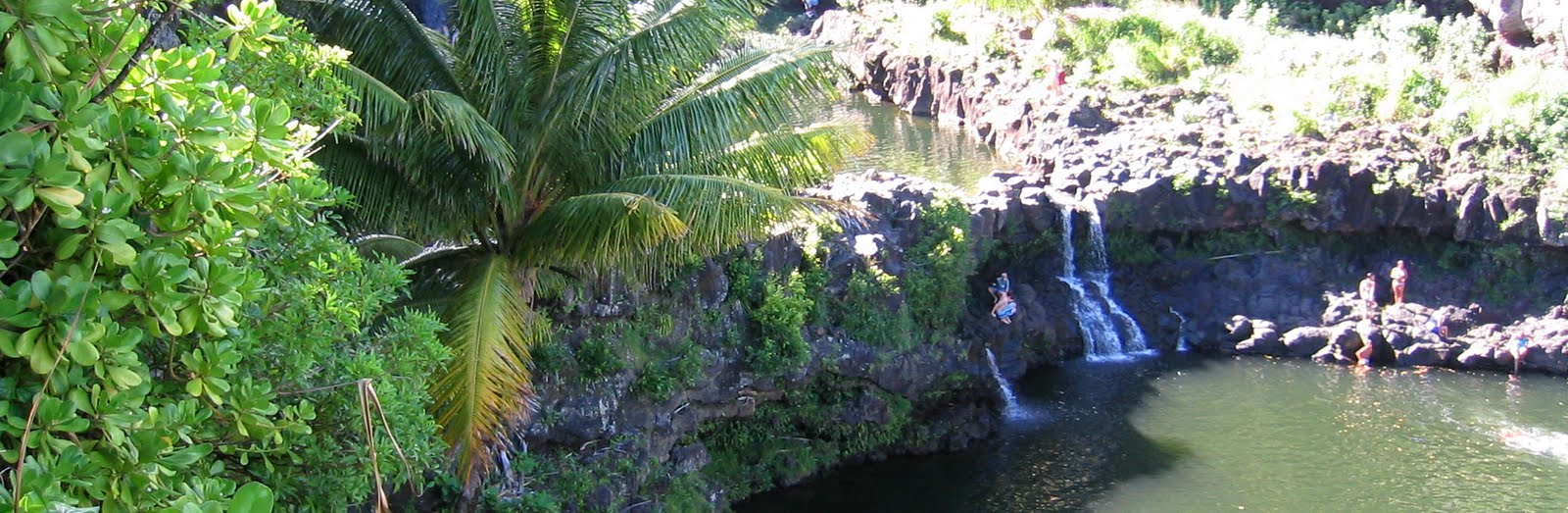 Waterfall and tropical pool along the Road to Hāna